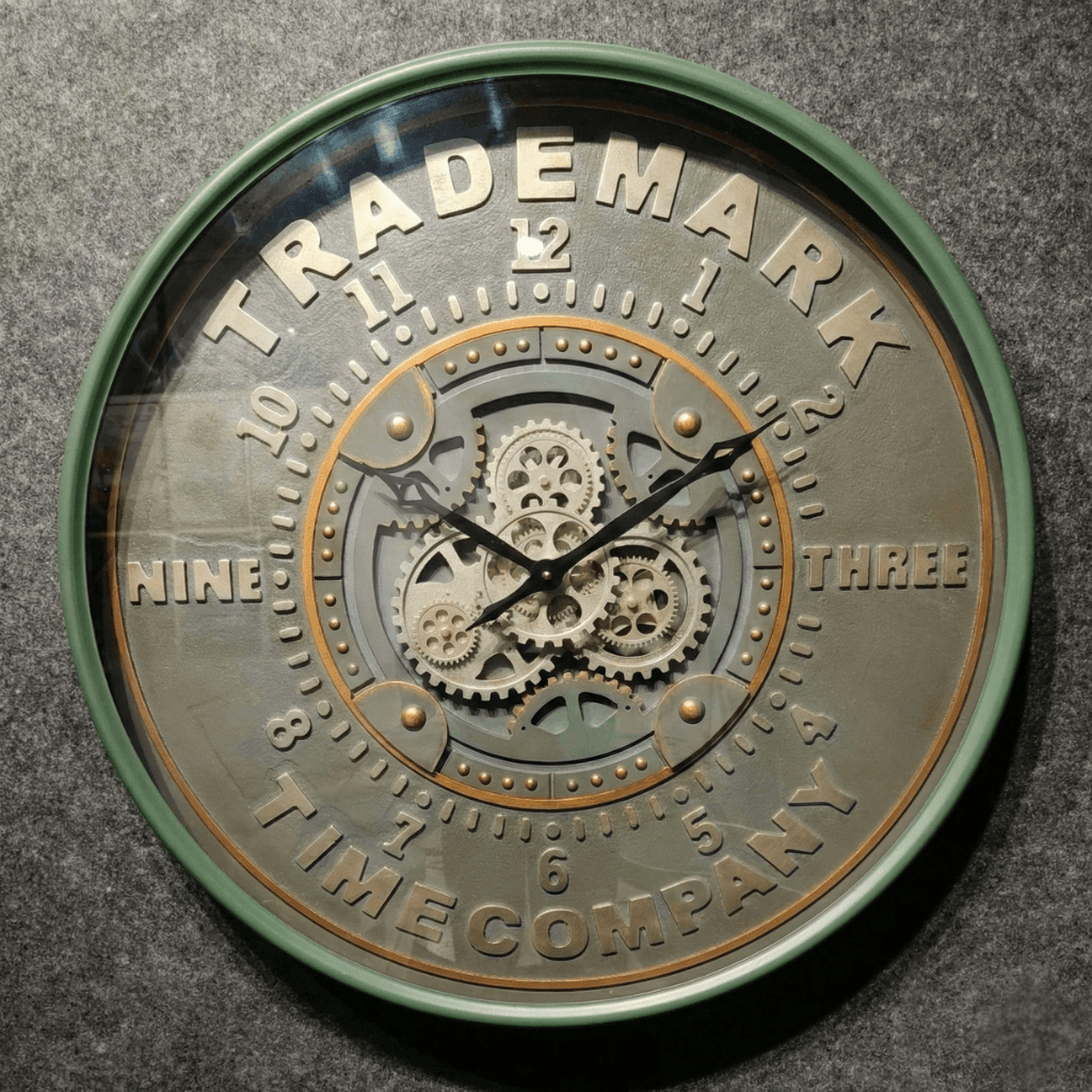 Industrial Green Metal Gear Wall Clock