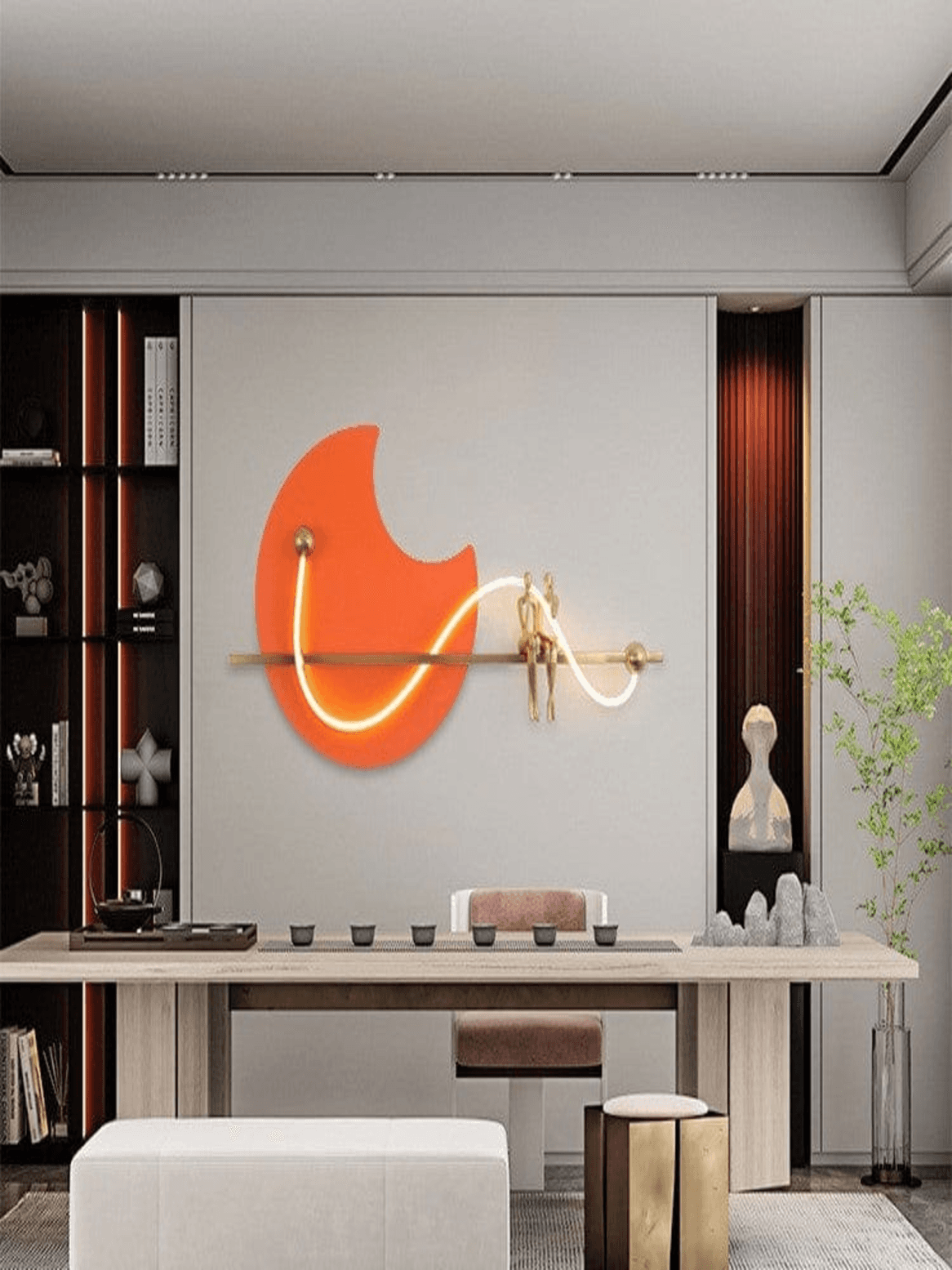 LED Metal Art Lunar Embrace Art Lights