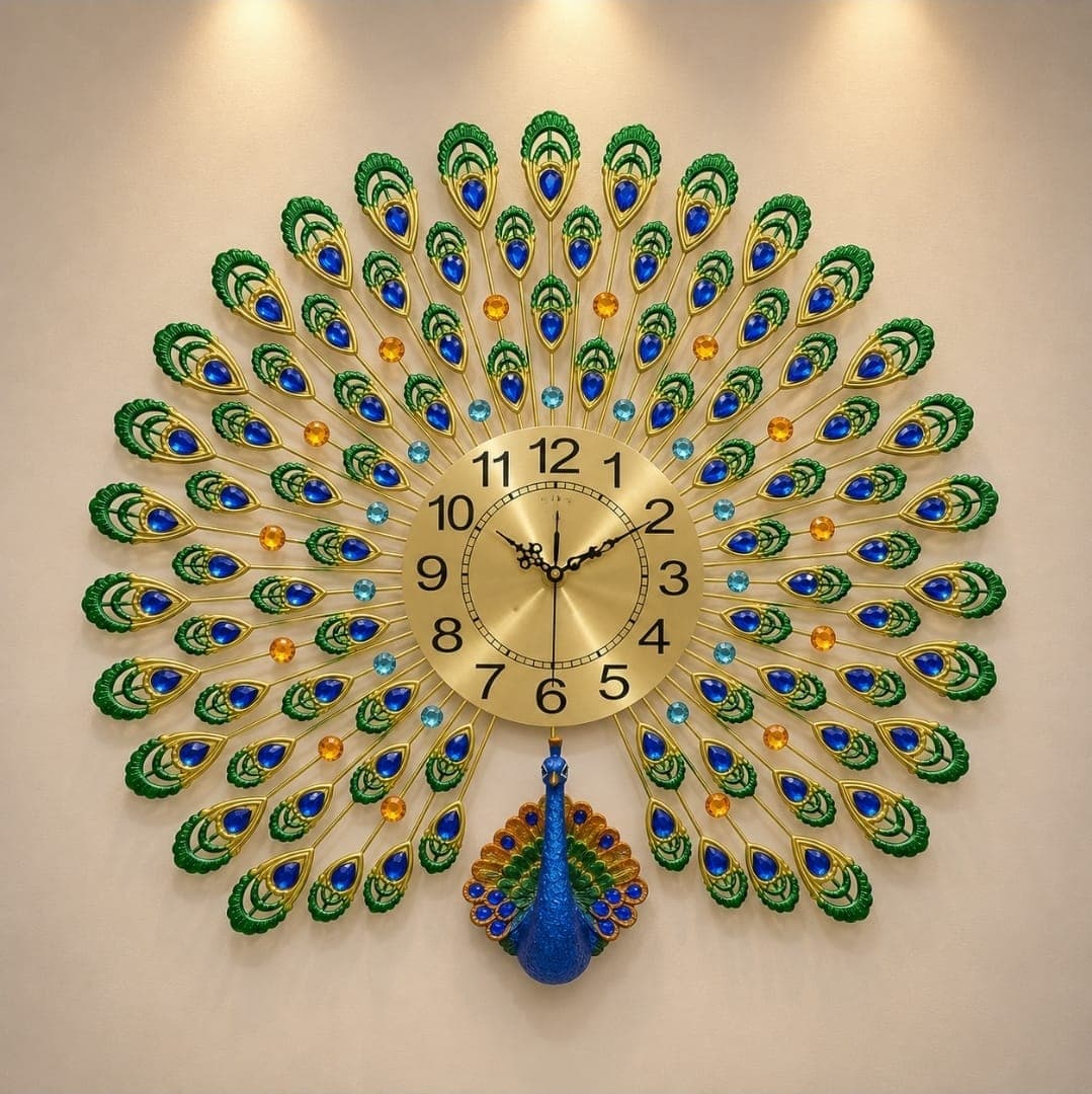 Peacock Wall Clock (70x70cm, Design B)