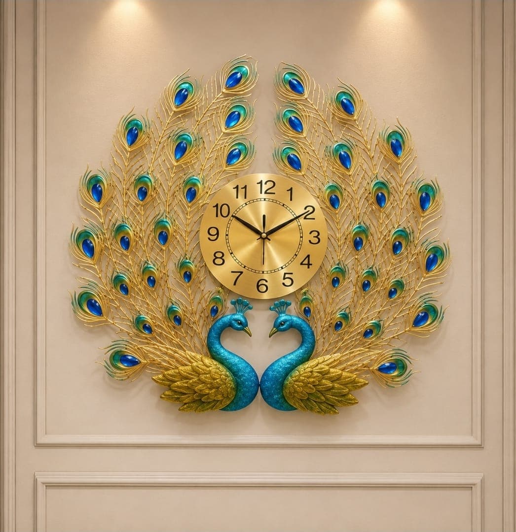 Peacock Wall Clock (65x65cm)